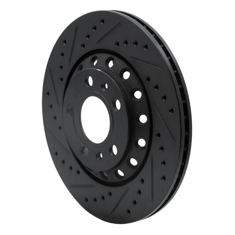 Audi A8 Brake Rotor (1) - Rear Left - R1 Concepts - Drilled & Slotted - Black - `04-`10